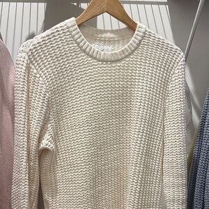 Hollister Cream Textured Knit Crewneck Sweater